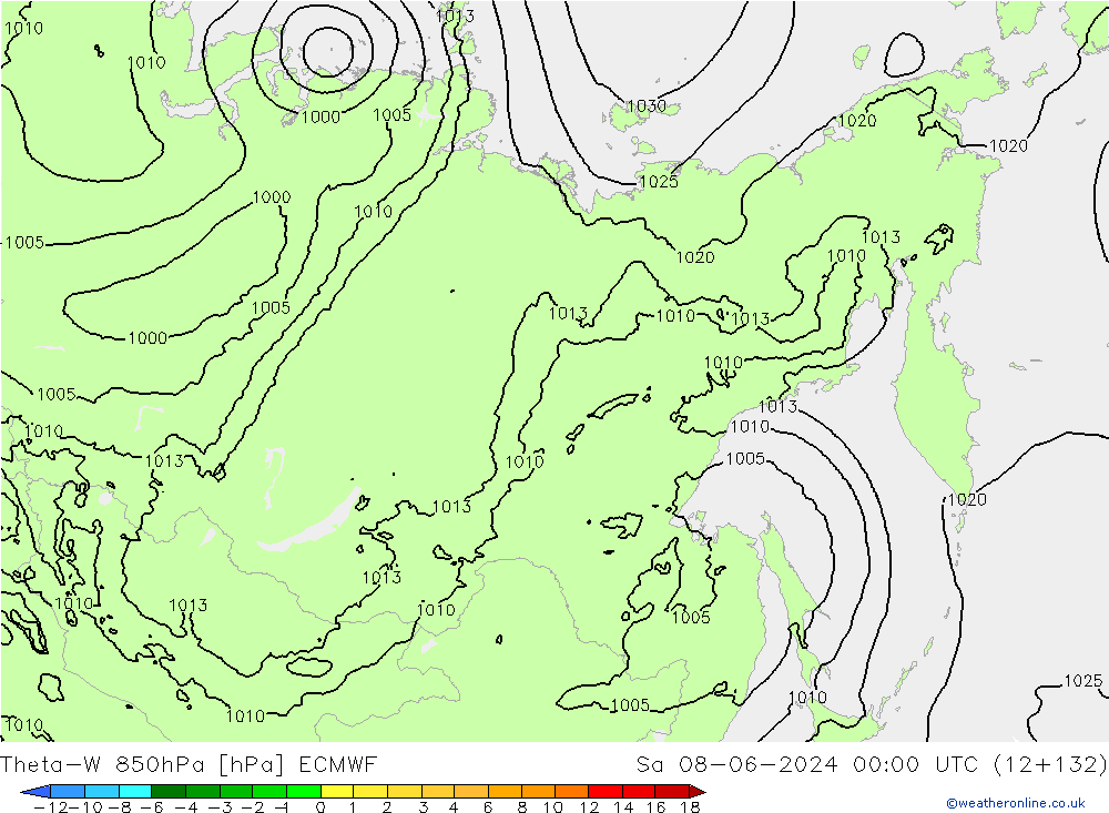 Theta-W 850hPa ECMWF Sáb 08.06.2024 00 UTC