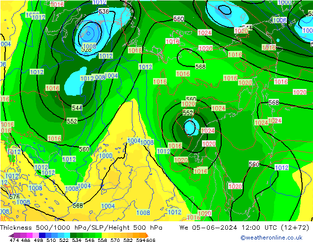 Thck 500-1000hPa ECMWF  05.06.2024 12 UTC