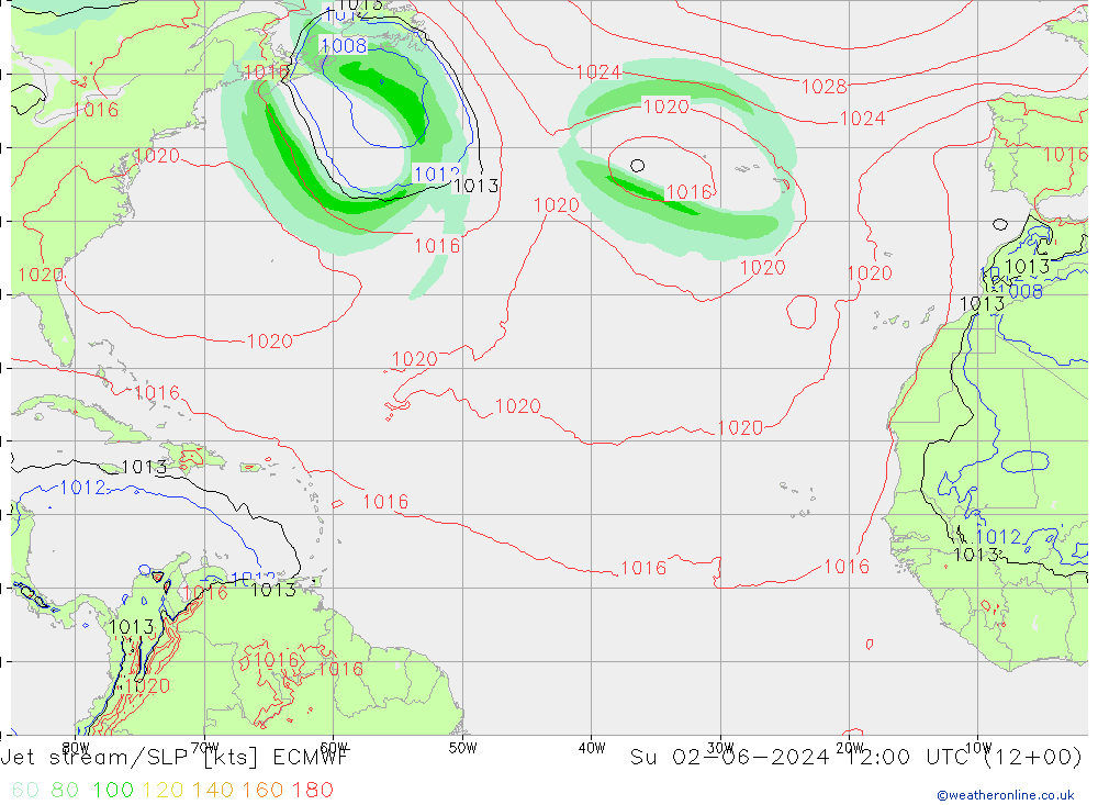 Jet stream/SLP ECMWF Ne 02.06.2024 12 UTC