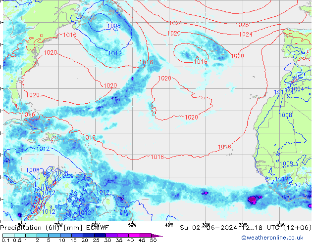 Z500/Regen(+SLP)/Z850 ECMWF zo 02.06.2024 18 UTC