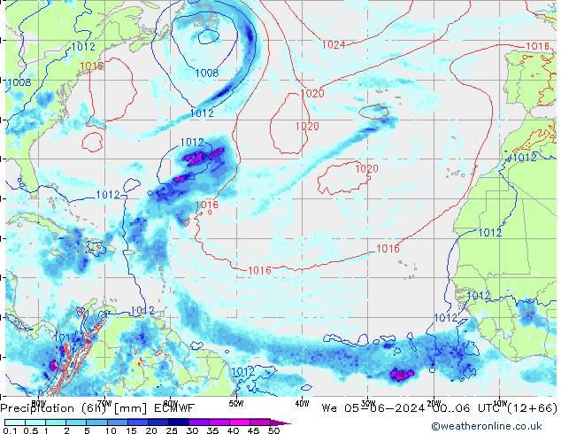 Z500/Rain (+SLP)/Z850 ECMWF mer 05.06.2024 06 UTC