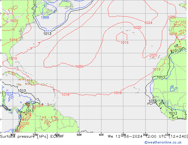 Atmosférický tlak ECMWF St 12.06.2024 12 UTC