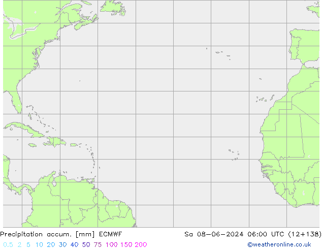 Precipitation accum. ECMWF Sa 08.06.2024 06 UTC