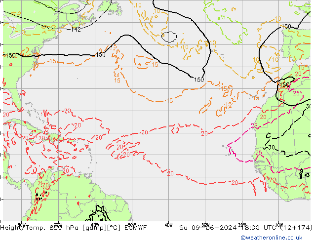 Height/Temp. 850 hPa ECMWF nie. 09.06.2024 18 UTC