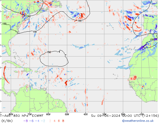 T-Adv. 850 hPa ECMWF Su 09.06.2024 00 UTC