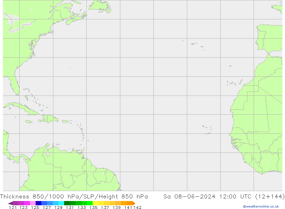 Thck 850-1000 hPa ECMWF Sáb 08.06.2024 12 UTC