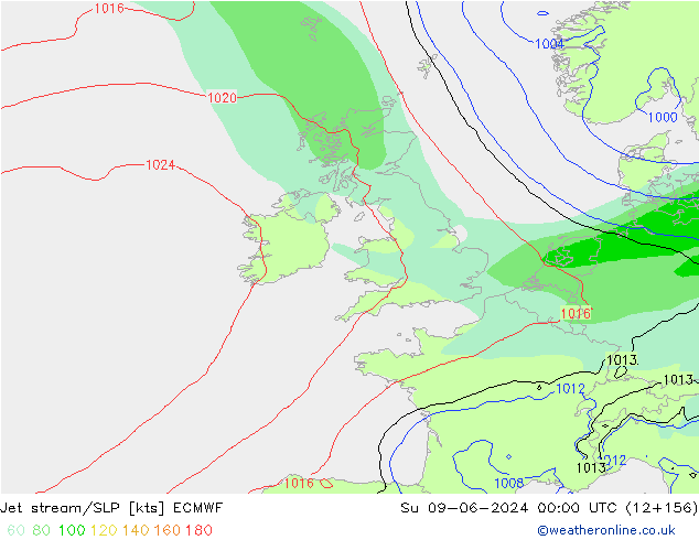 джет/приземное давление ECMWF Вс 09.06.2024 00 UTC