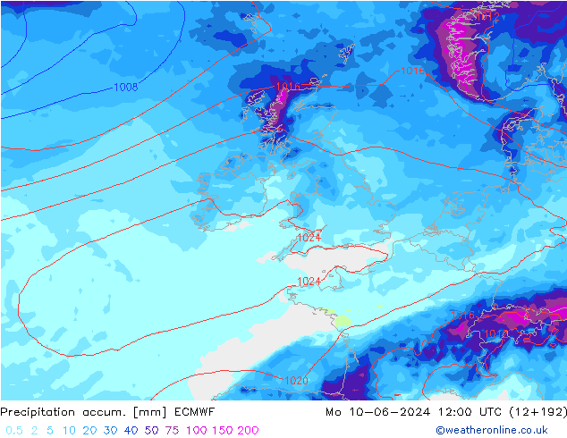 Nied. akkumuliert ECMWF Mo 10.06.2024 12 UTC