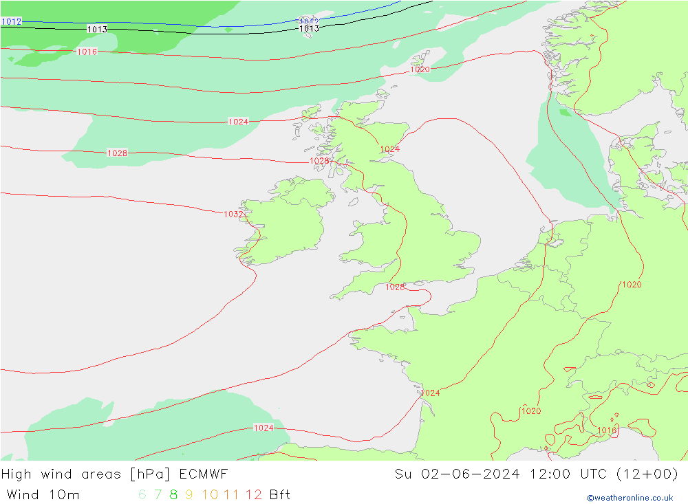 High wind areas ECMWF Su 02.06.2024 12 UTC