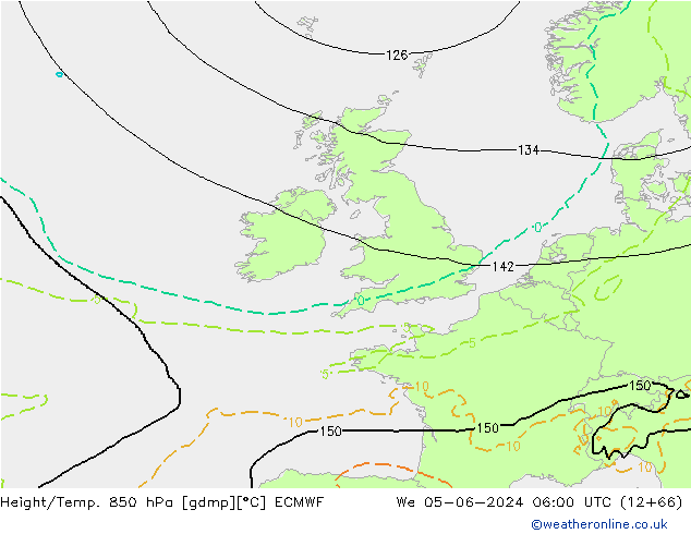 Z500/Rain (+SLP)/Z850 ECMWF mer 05.06.2024 06 UTC