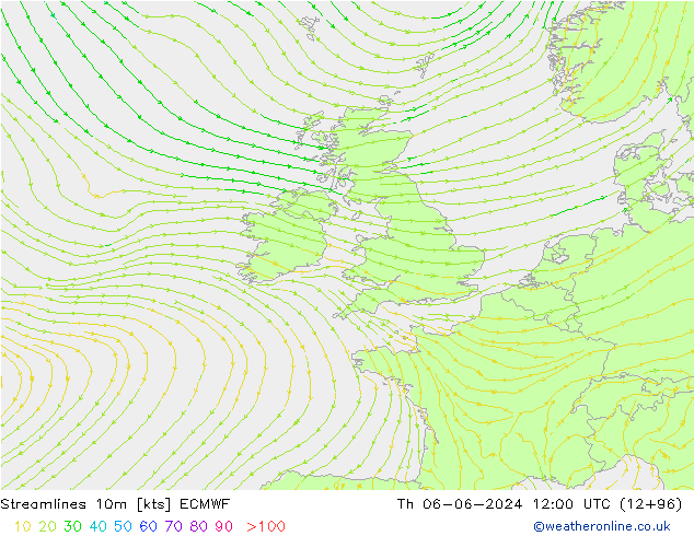 Stroomlijn 10m ECMWF do 06.06.2024 12 UTC