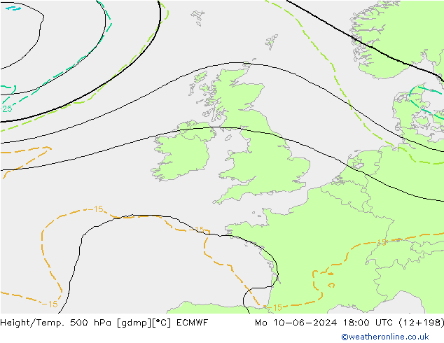 Z500/Yağmur (+YB)/Z850 ECMWF Pzt 10.06.2024 18 UTC