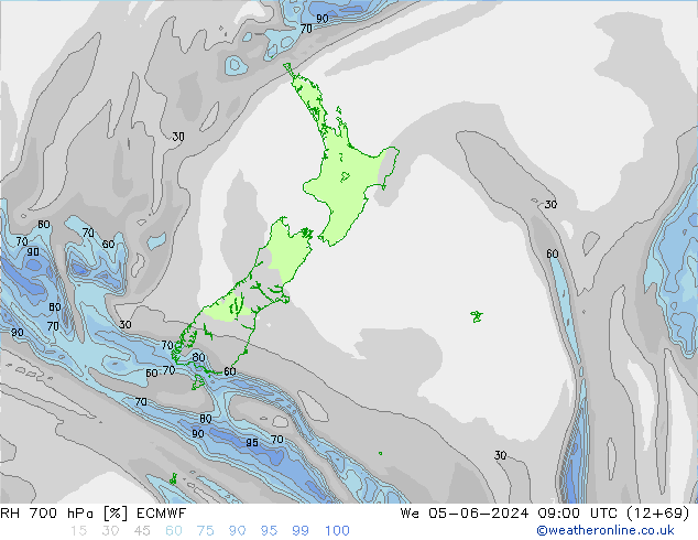 700 hPa Nispi Nem ECMWF Çar 05.06.2024 09 UTC