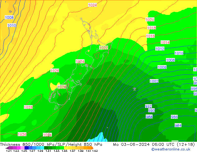 Thck 850-1000 hPa ECMWF lun 03.06.2024 06 UTC