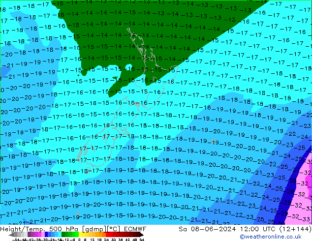 Z500/Rain (+SLP)/Z850 ECMWF Sa 08.06.2024 12 UTC