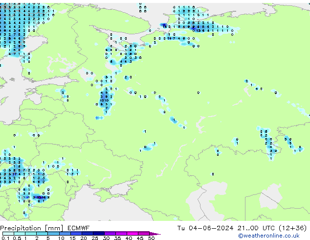 Srážky ECMWF Út 04.06.2024 00 UTC
