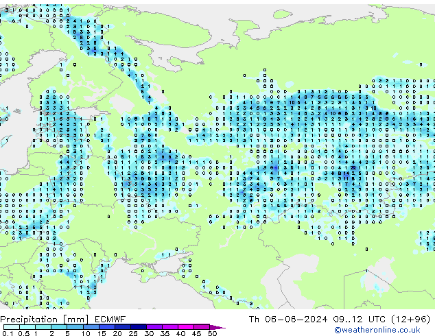 осадки ECMWF чт 06.06.2024 12 UTC