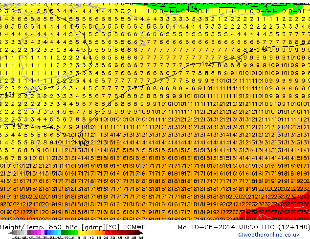 Height/Temp. 850 hPa ECMWF  10.06.2024 00 UTC