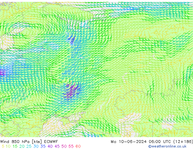 Wind 850 hPa ECMWF ma 10.06.2024 06 UTC