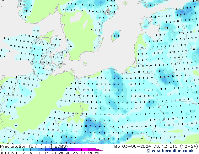 Z500/Rain (+SLP)/Z850 ECMWF Mo 03.06.2024 12 UTC