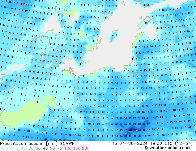 Précipitation accum. ECMWF mar 04.06.2024 18 UTC