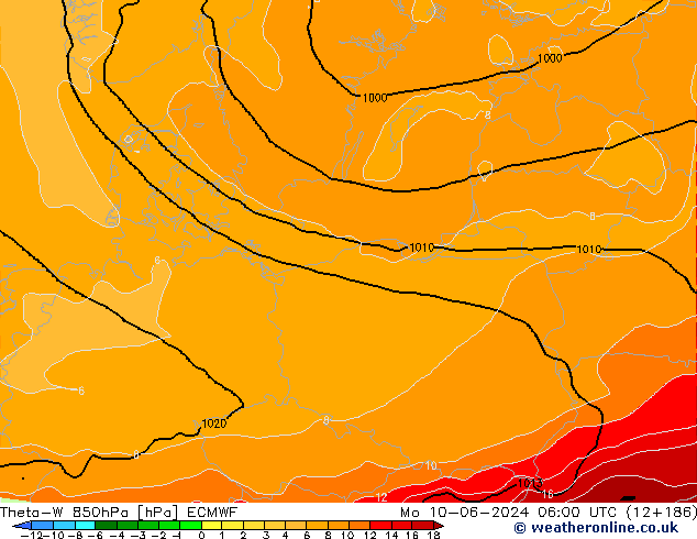 Theta-W 850hPa ECMWF Mo 10.06.2024 06 UTC