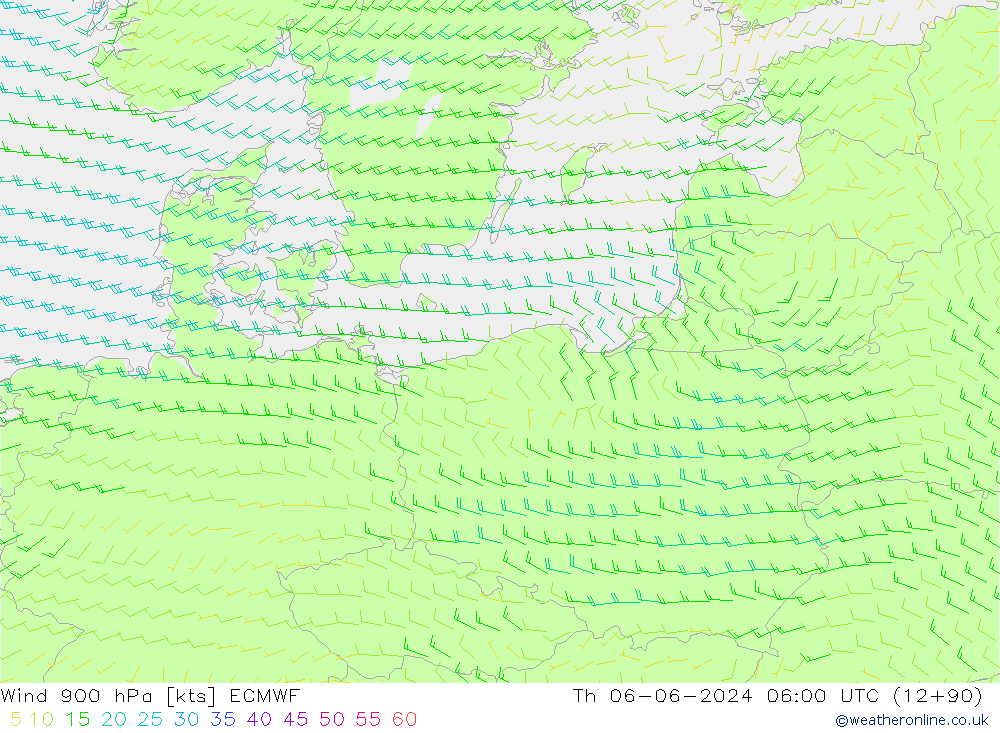 Wind 900 hPa ECMWF do 06.06.2024 06 UTC