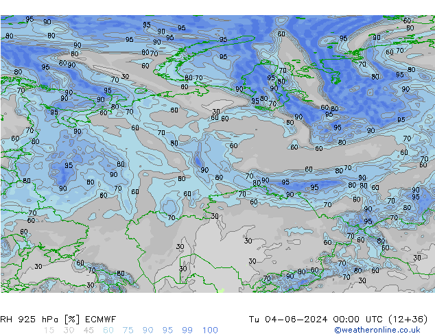 RH 925 hPa ECMWF Di 04.06.2024 00 UTC