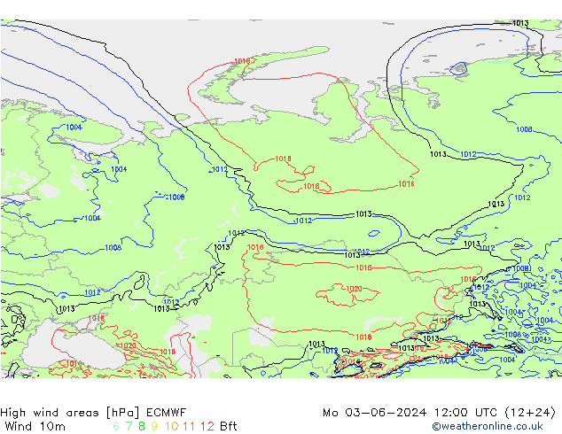 High wind areas ECMWF Mo 03.06.2024 12 UTC