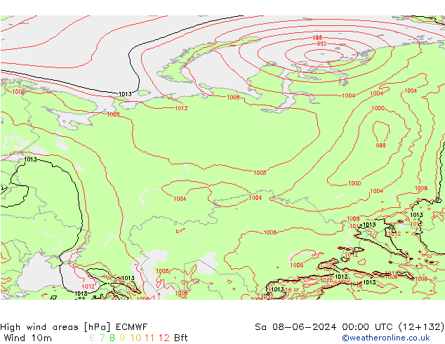High wind areas ECMWF sam 08.06.2024 00 UTC