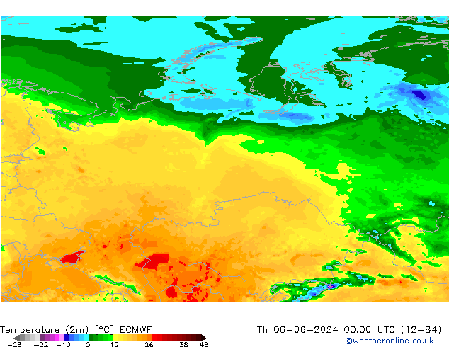Sıcaklık Haritası (2m) ECMWF Per 06.06.2024 00 UTC
