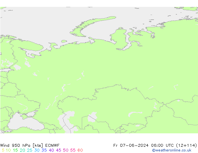 Wind 950 hPa ECMWF Fr 07.06.2024 06 UTC