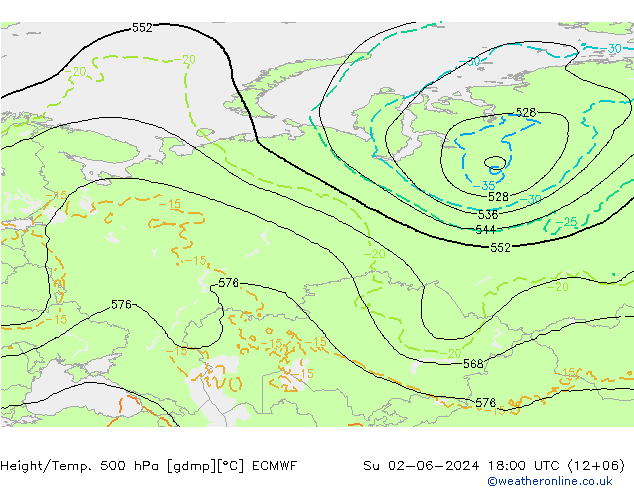 Z500/Rain (+SLP)/Z850 ECMWF Ne 02.06.2024 18 UTC