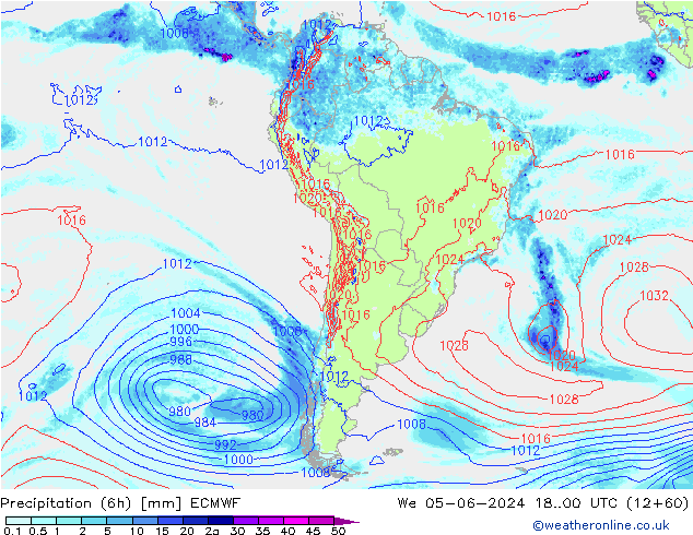 Z500/Regen(+SLP)/Z850 ECMWF wo 05.06.2024 00 UTC