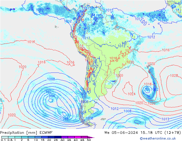 Srážky ECMWF St 05.06.2024 18 UTC