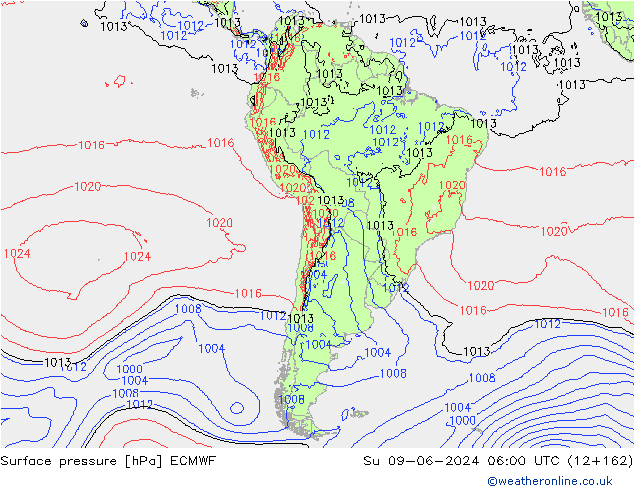 Bodendruck ECMWF So 09.06.2024 06 UTC