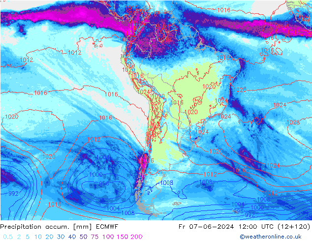 Nied. akkumuliert ECMWF Fr 07.06.2024 12 UTC