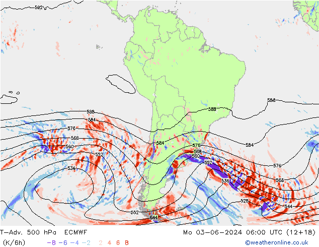 T-Adv. 500 hPa ECMWF Mo 03.06.2024 06 UTC