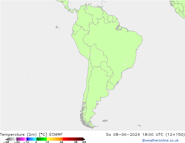 Sıcaklık Haritası (2m) ECMWF Cts 08.06.2024 18 UTC