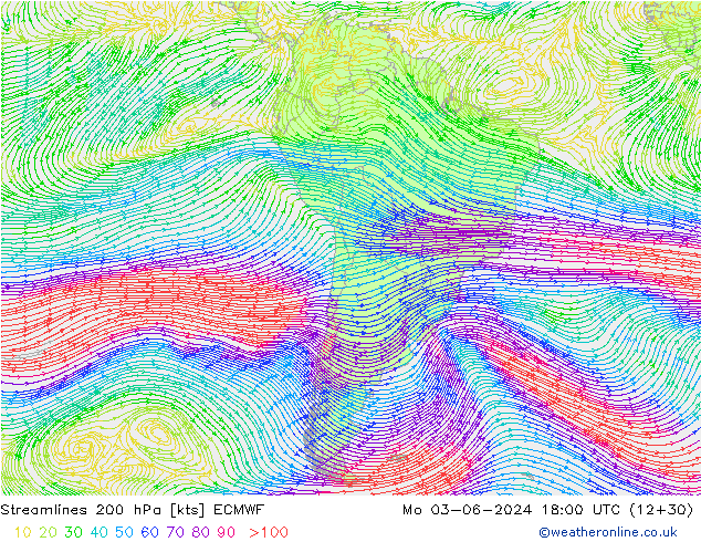 Streamlines 200 hPa ECMWF Po 03.06.2024 18 UTC