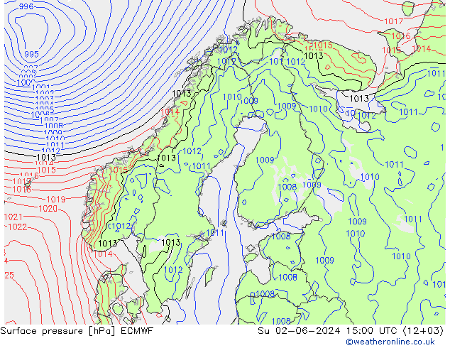 pressão do solo ECMWF Dom 02.06.2024 15 UTC