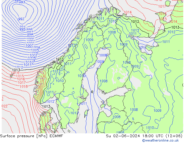 pression de l'air ECMWF dim 02.06.2024 18 UTC