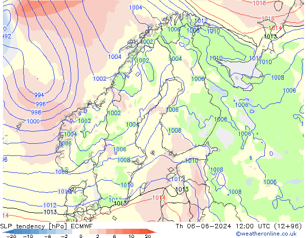 Drucktendenz ECMWF Do 06.06.2024 12 UTC