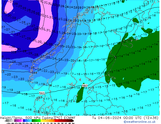 Z500/Rain (+SLP)/Z850 ECMWF Tu 04.06.2024 00 UTC