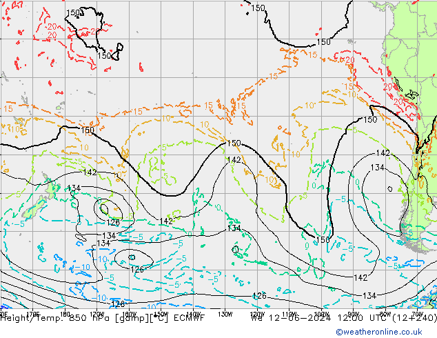 Height/Temp. 850 hPa ECMWF We 12.06.2024 12 UTC