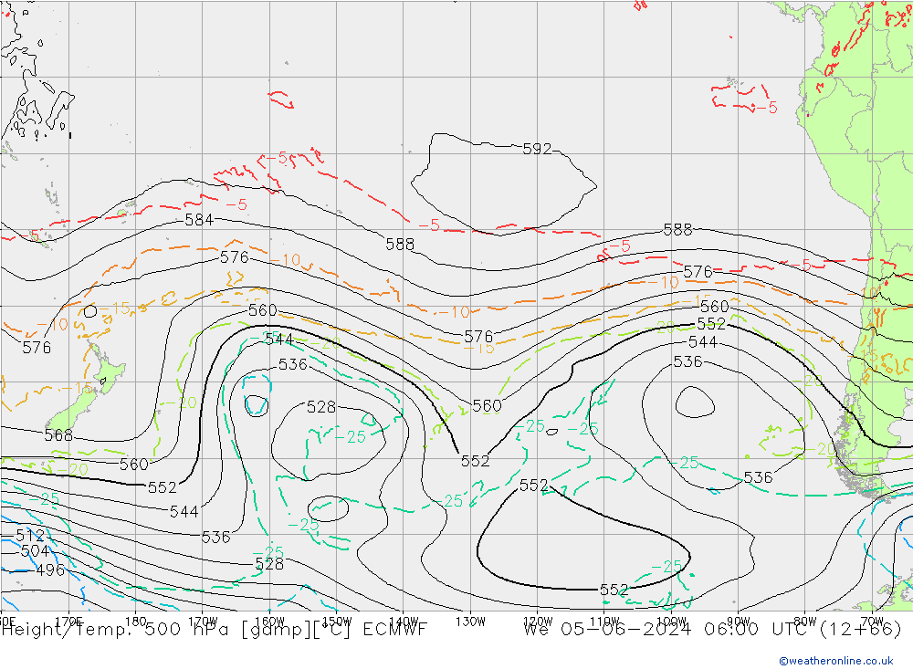 Yükseklik/Sıc. 500 hPa ECMWF Çar 05.06.2024 06 UTC