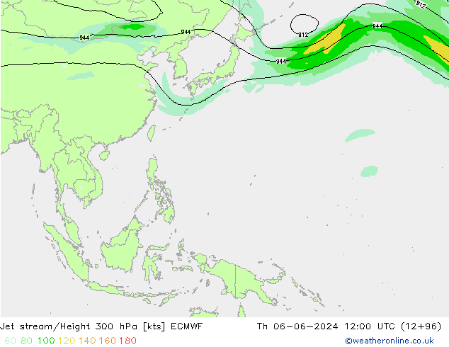 Jet stream ECMWF Qui 06.06.2024 12 UTC