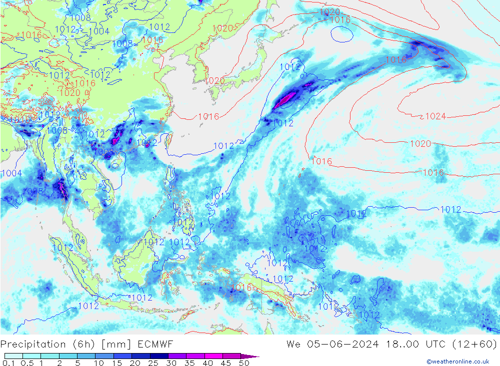 Z500/Rain (+SLP)/Z850 ECMWF mer 05.06.2024 00 UTC