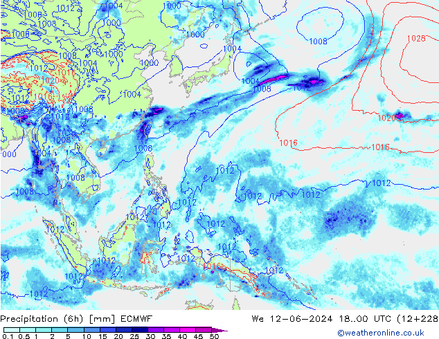 Precipitazione (6h) ECMWF mer 12.06.2024 00 UTC