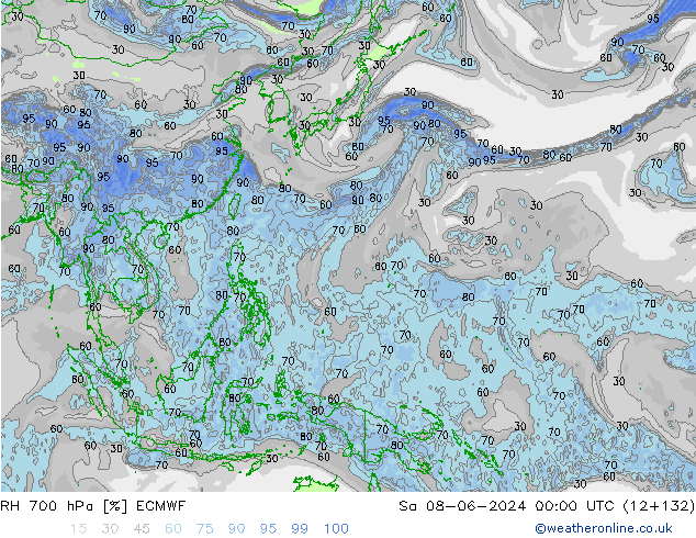 RH 700 hPa ECMWF Sa 08.06.2024 00 UTC